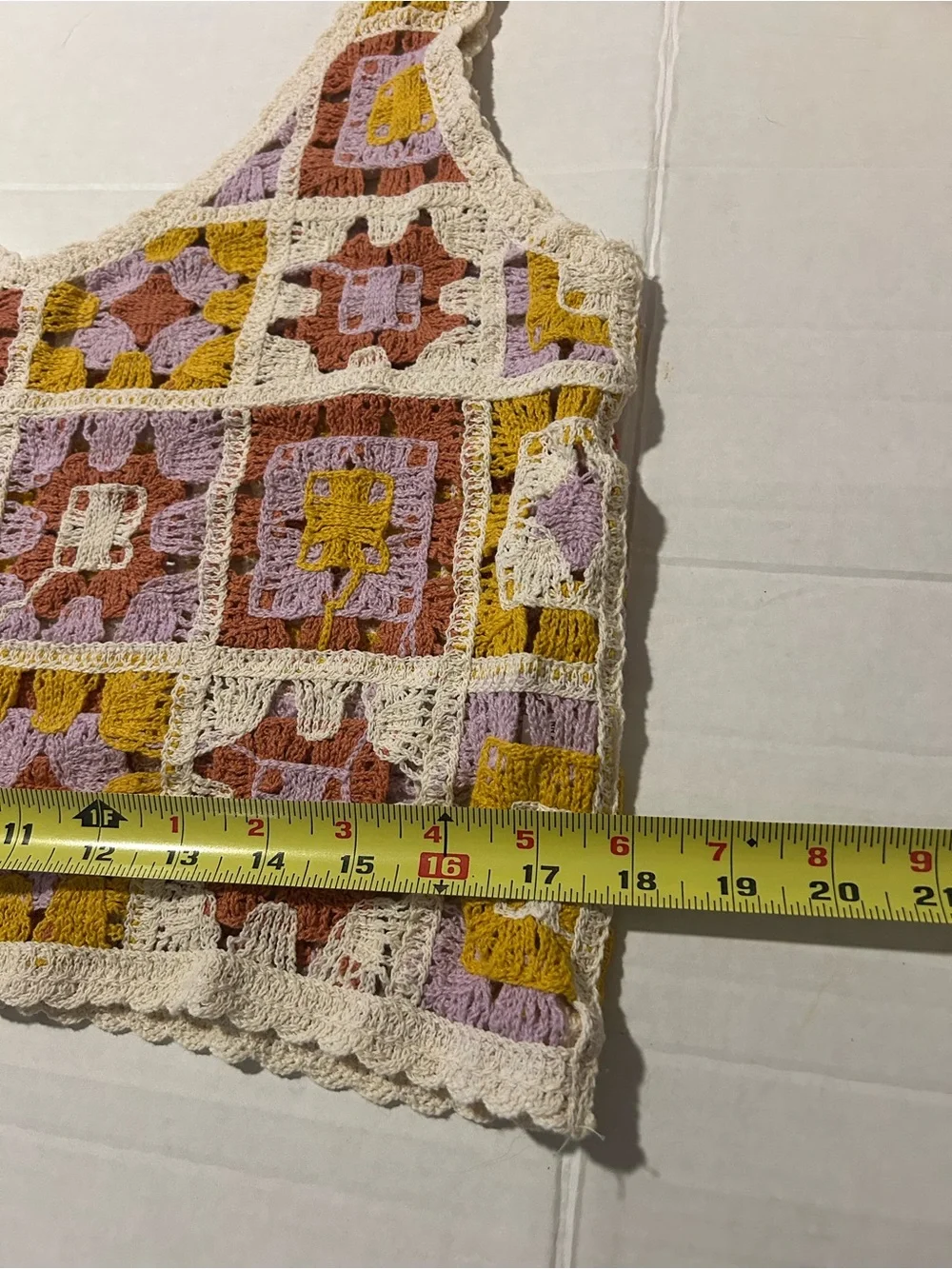 Boho Granny Square Crochet Tank Top S Rebellion Festival Beachy Boho Patchwork - Picture 4 of 12